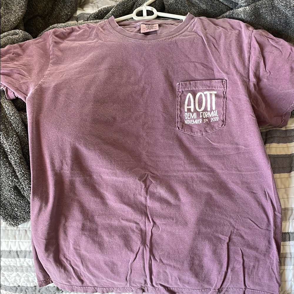 AOII / Alpha Omicron Pi Purple Graphic Comfort Colors T-Shirt Lg